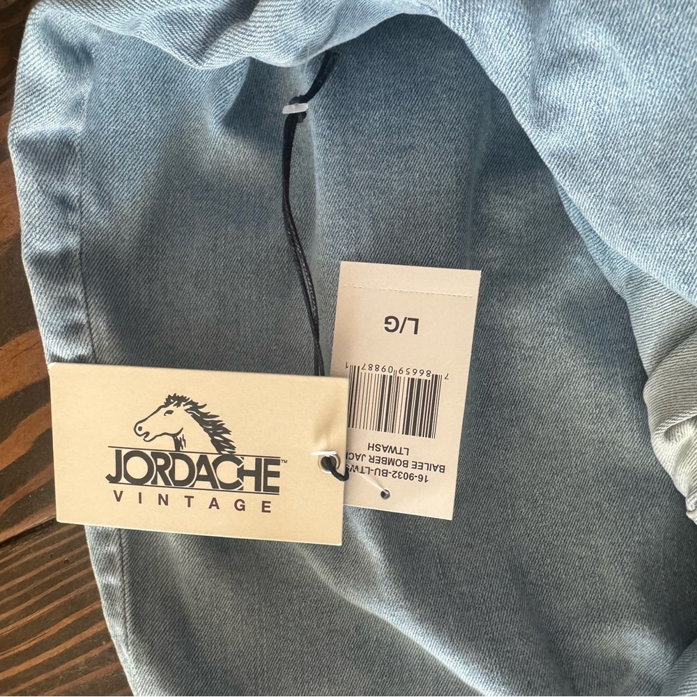 Jordache Vintage Bailee Bomber Denim Jacket Light Wash Oversized Size Large NWT - Picture 6 of 7